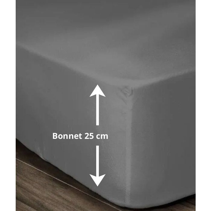 LOVELY HOME Drap Housse 100 coton 90x190x25 cm gris fonce