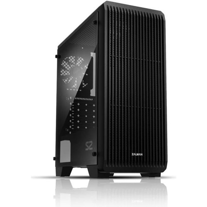 ZALMAN Boitier sans alimentation S2 - Format ATX - Fenêtre pleine - Moyen Tour - Noir