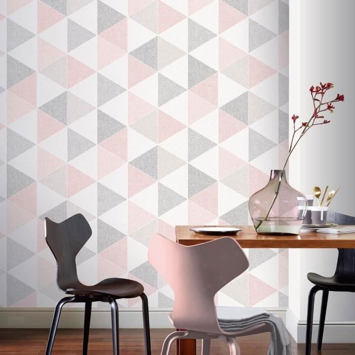 Papier peint gris et rose - Achat / Vente pas cher