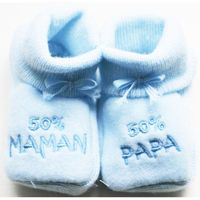 CHAUSSON - PANTOUFLE Chaussons bébé brodés "50% maman… Bleu CHAUSSON - PANTOUFLE Chaussons bébé brodés "50% maman… Bleu