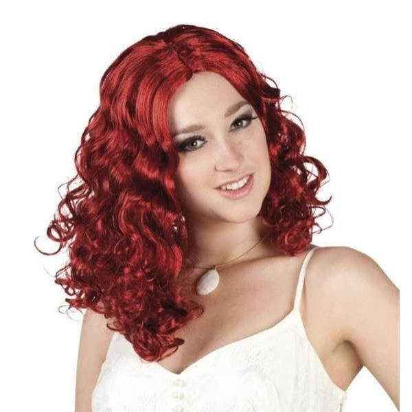 Perruque Cheveux mi long Frisés Rouge - Achat / Vente 