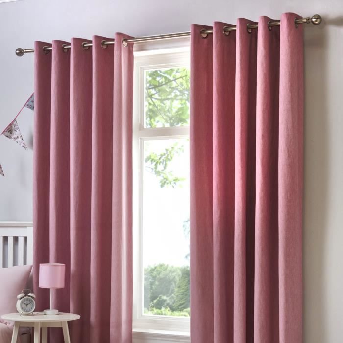 Double rideaux rose coton - Achat / Vente pas cher Double rideaux rose coton - Achat / Vente pas cher