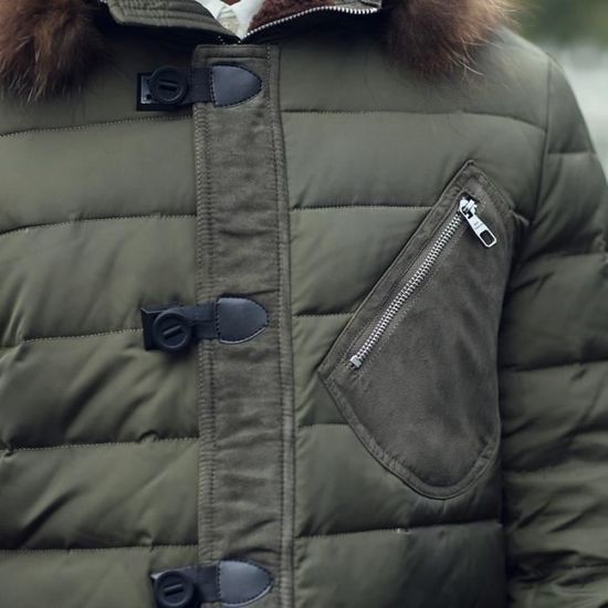 Homme Imprimé Vert Mode Capuche En A Doudoune Epaississant Hiver qRwAnO