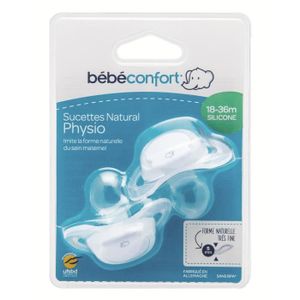 BEBE CONFORT Sucette Natural Physio 18-36 mois x2 - Silicone - Bleu