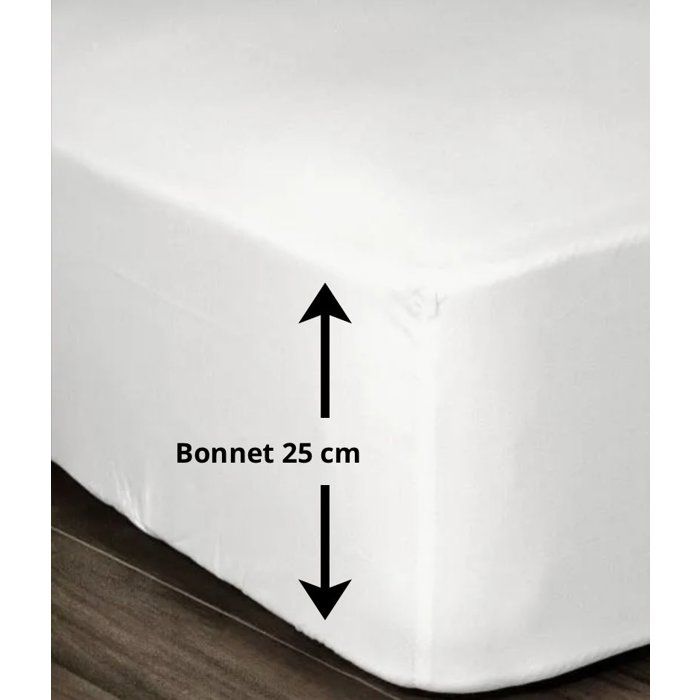 LOVELY HOME Drap Housse 100 coton 90x190x25 cm blanc