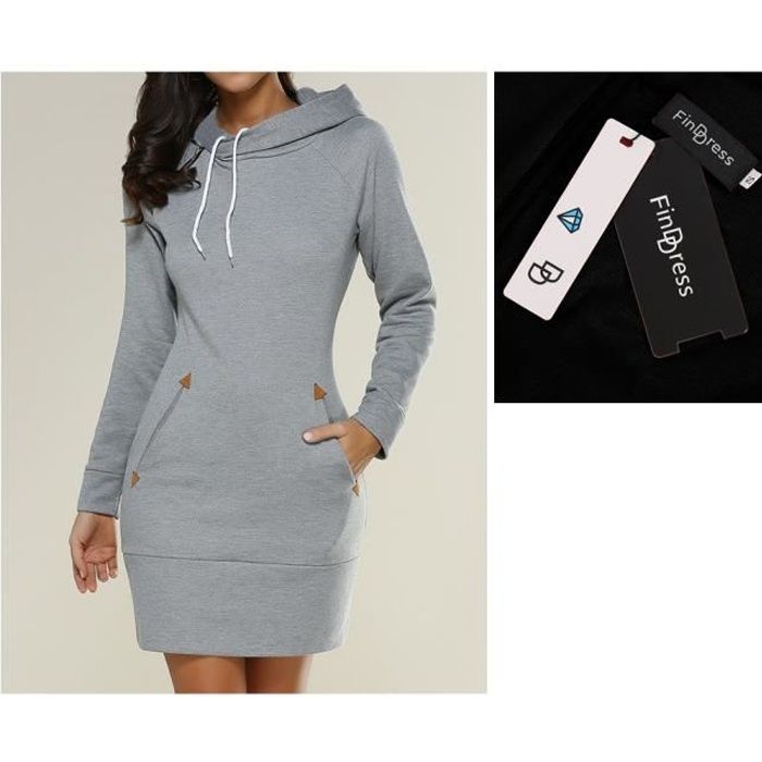 FindDress Robe Pull Femme Hiver Sweat Long avec Capuche ...