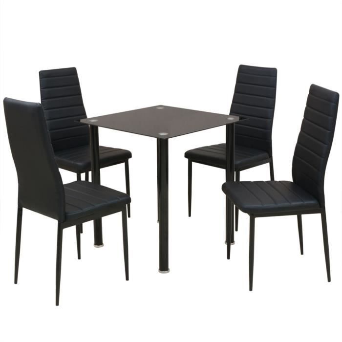 VidaXL Ensemble table et chaise de salle à manger 5 pièces noir  Achat