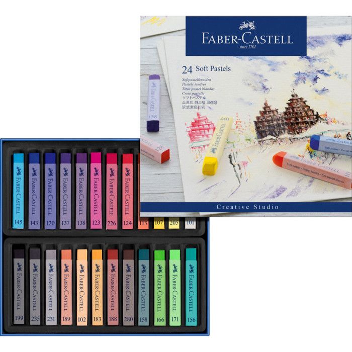 FABER-CASTELL Boîte 24 Pastels Carrés Tendres