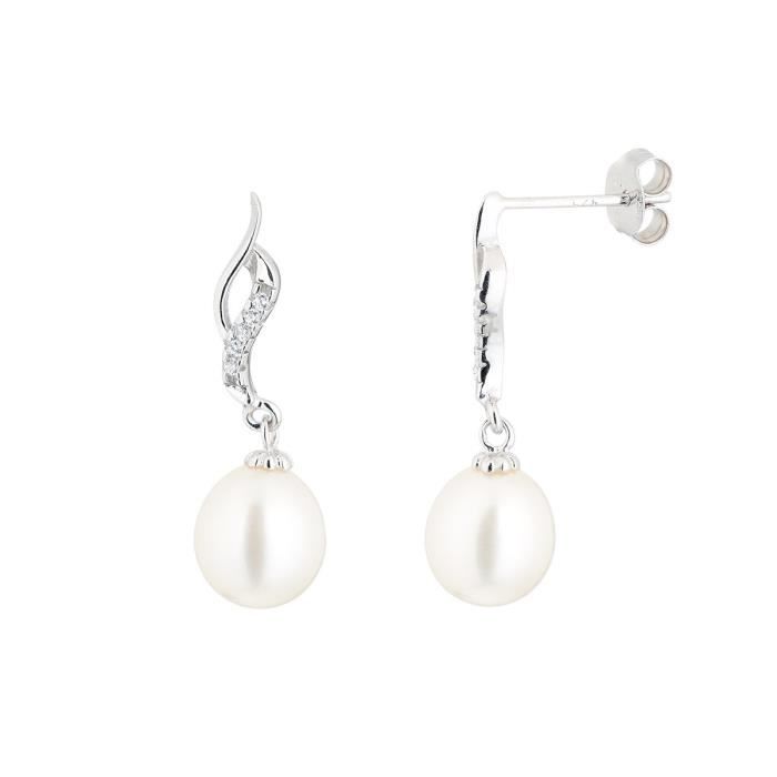 NACRE DE PERLE Boucles Oreilles Argent 925°