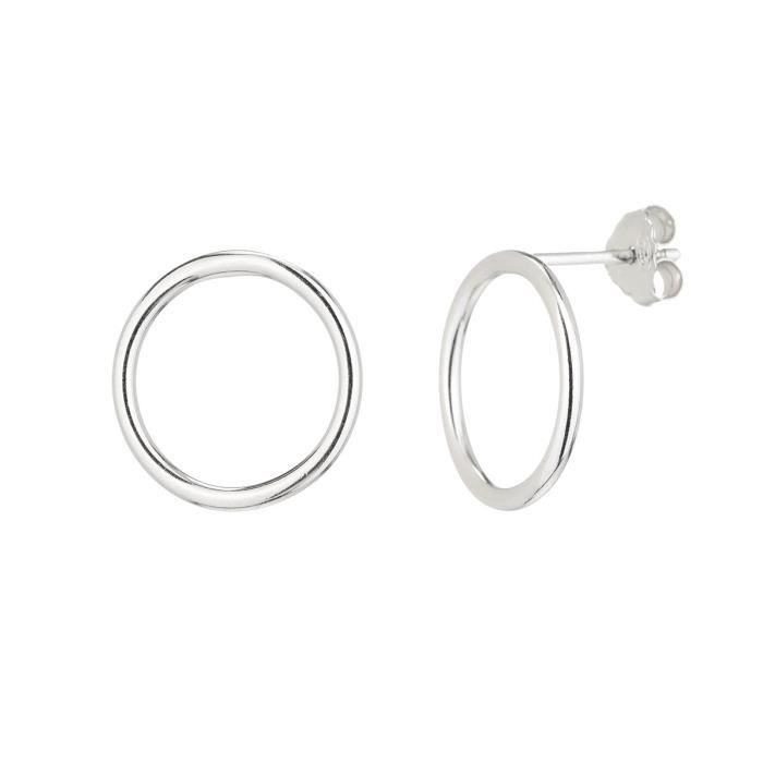 MONPLAISIR Boucles d'Oreilles Argent Fin 925/1000 Cercle Lisse