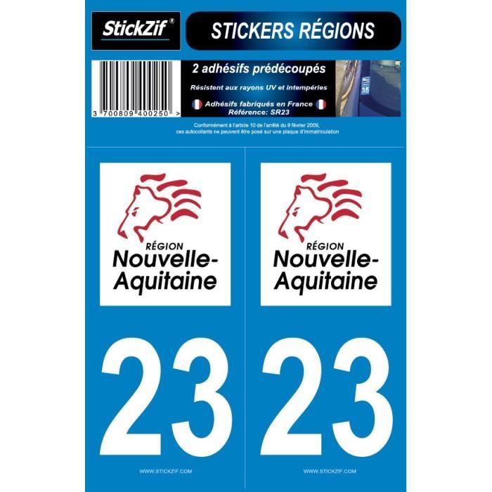 STICKZIF 2 Autocollants Région Département 23 SR23