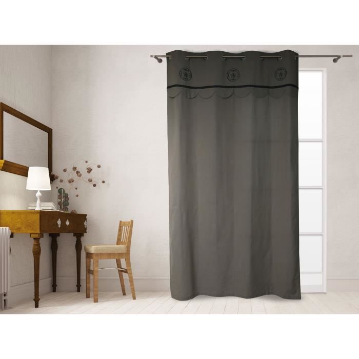 SOLEIL D'OCRE Rideau à Œillets Parfait 140x240 cm - 100% coton - Gris
