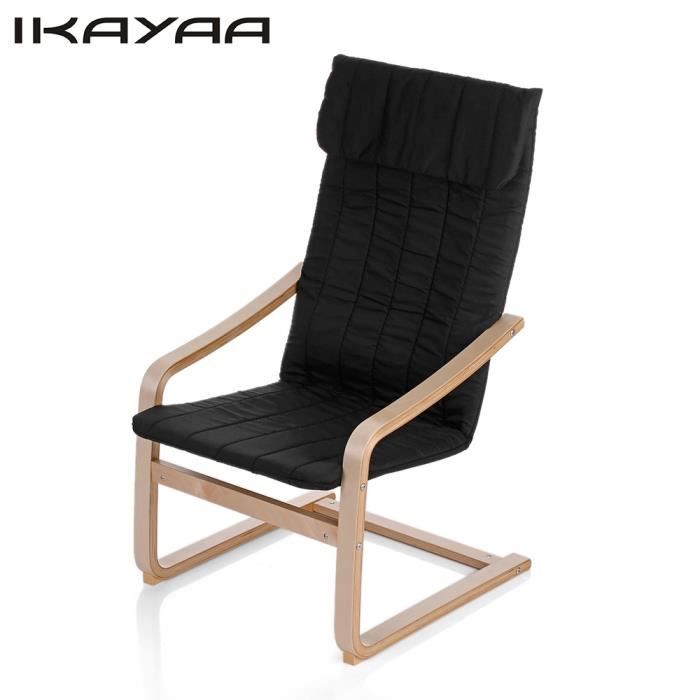 À Fauteuil Bois Ikayaa Confortable Noir Et Relax En Bascule Chaise SGUMzpqV