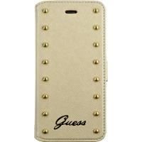 GUESS Etui à rabat pour iPhone 6 Plu / 6S Plus - Clouté - Beige