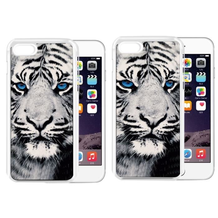 PLATYNE Coque effet 3D pour iPhone 6+ / 6+s en PVC - Tigre blanc