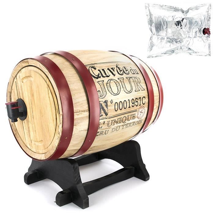 Tonneau à Vin En Bois De Pin 3 Litres Avec Robinet Et Tréteau | Décoration Bar, Fût à Liqueur, Whisky | Pas Pour Le Vieillissement