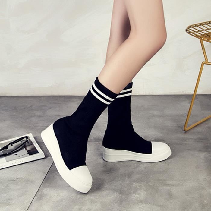 Noir Femme Bottines love2643 Bottes Beguinstore Classiques Plats Pour Lastiques Ensembles Plates Chaussettes Talons wAPnYqFTX