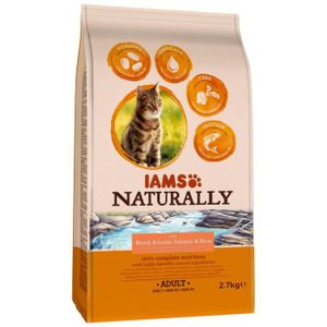 IAMS Naturally Croquette Saumon Atlantique Nord & Riz - Toutes races - 2,7 kg - Pour chat adulte