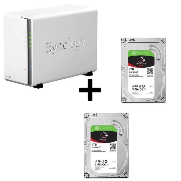 Pack Synology Serveur NAS Diskstation DS216se DS216se + 2 Disques Durs Seagate NAS HDD Iron Wolf 4To 3,5\
