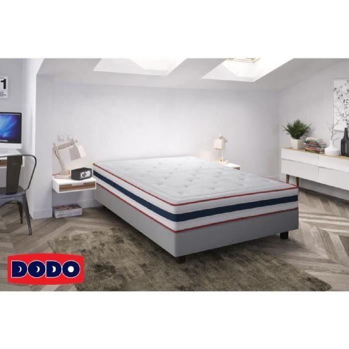 DODO Ensemble matelas + sommier 140 x 190 cm - Mousse HR et mémoire de forme - 32 kg/m3 - Equilibré - MALVA