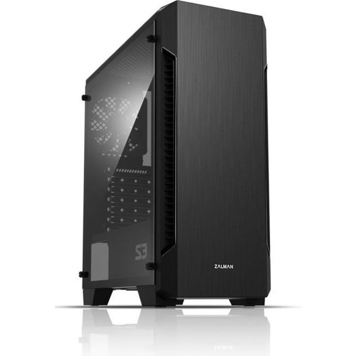 ZALMAN Boitier sans alimentation S3 - Format ATX - Fenêtre pleine - Moyen Tour - Noir