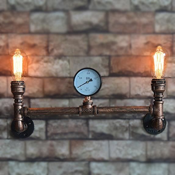 Rétro Métal Conduite Deau Applique Murale Double Lampe Luminaire