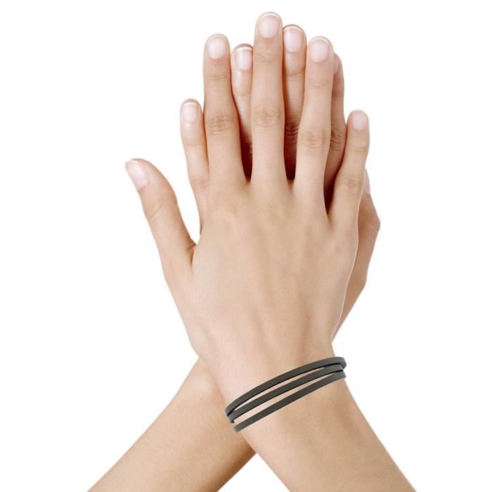 Bracelet Femme Cuir Taupe Plat Fermoir Acier 1