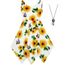 Robe Fille Tournesol Papillon Mouchoir Ourlet Partie Plage