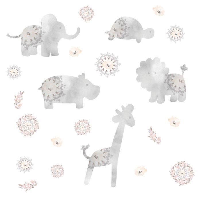 ROOMMATES Stickers KATHY DAVIS GRAY BABY ANIMALS PEEL repositionnables 4 feuilles de 10,1cm x 44,1cm