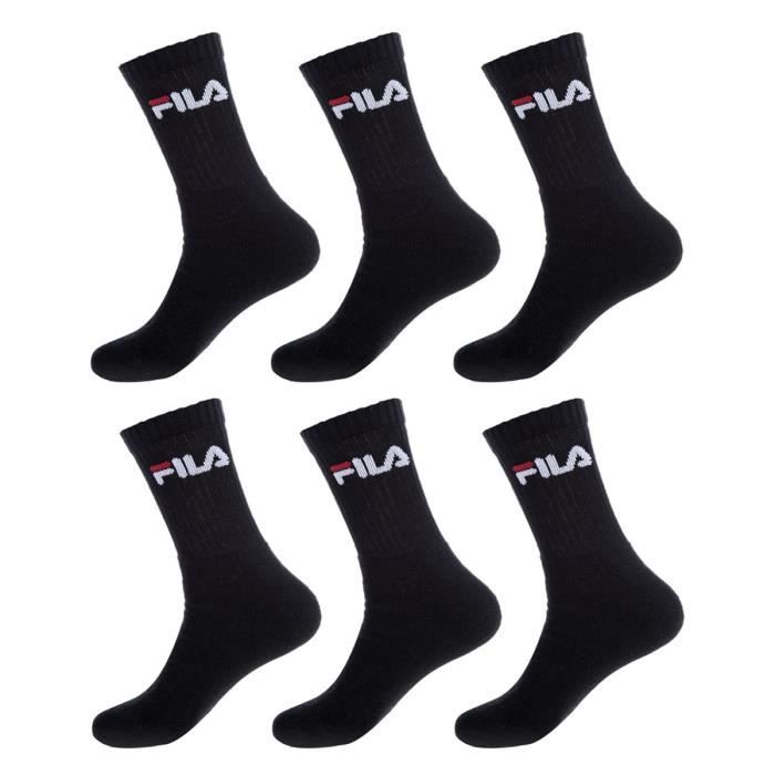 FILA Lot de 6 Chaussettes de Tennis Noir Homme