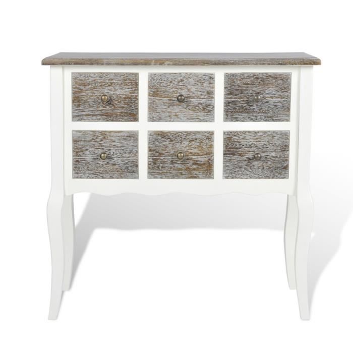 magnifique console armoire en bois blanc avec 6 tiroirs - achat