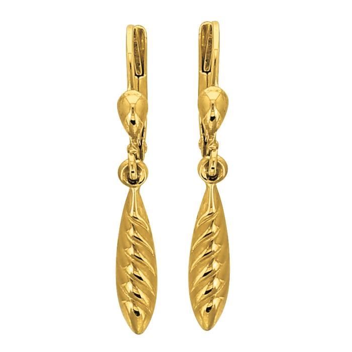 Boucles D'oreilles Pendantes Or Jaune 18 Carats - Poids 5.44g - Neuf Avec étiquettes