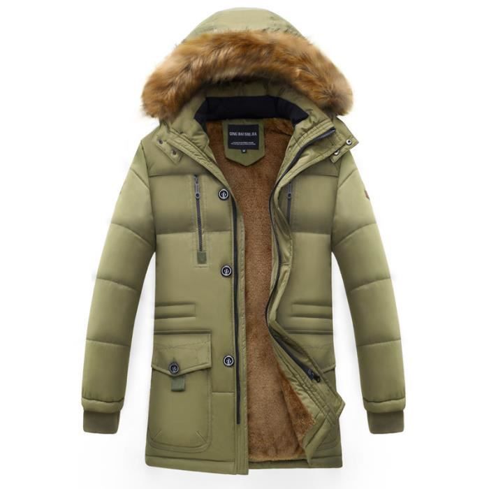 Hiver A Vêtement vert Noir Homme Plus Et De Epaississant kaki Masculin Vert Capuche Parka En Velours Mode RqEFtRx