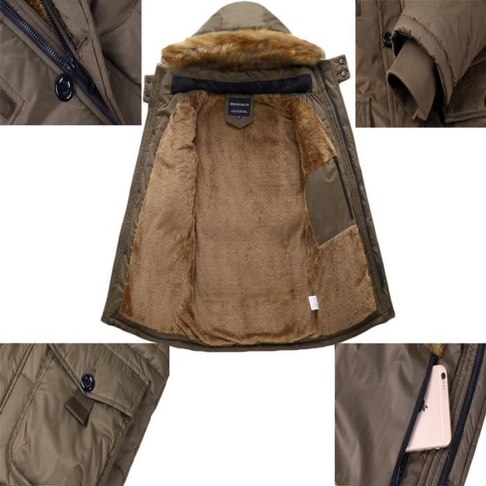 Hiver A Vêtement vert Noir Homme Plus Et De Epaississant kaki Masculin Vert Capuche Parka En Velours Mode RqEFtRx