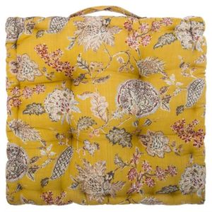 COUSSIN - MATELAS DE SOL Atmosphera - Coussin de sol ocre à fleurs 40X40X8 
