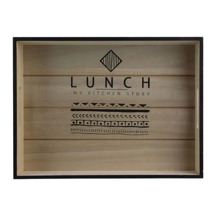 THE HOME DECO FACTORY Plateau Lunch - Bois - 35x26x6 cm - Marron et noir