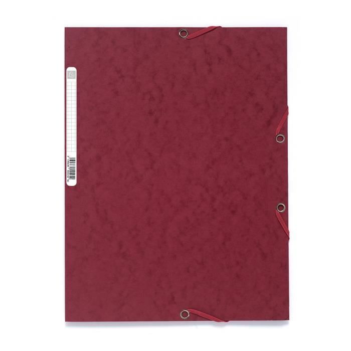 EXACOMPTA - Chemise à élastiques 3 rabats - 24 x 32 - Carte lustrée 390G - Couleur rouge cerise