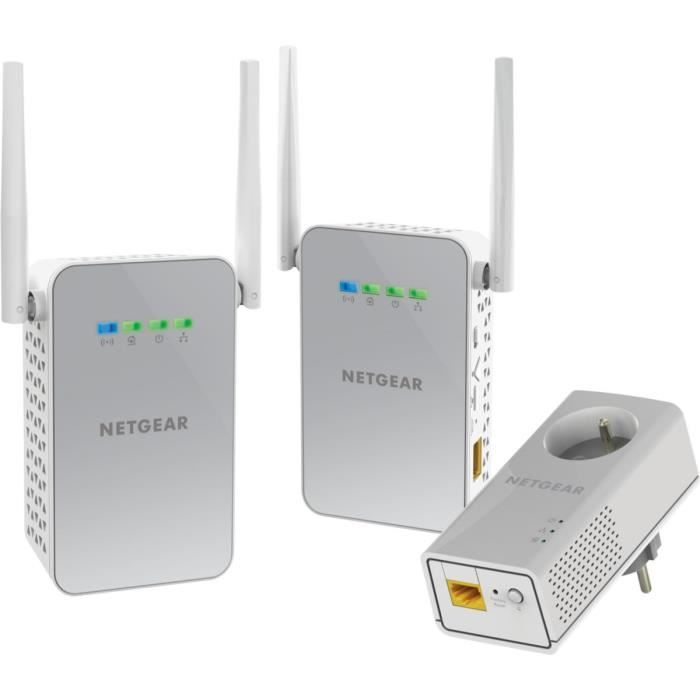 NETGEAR PLPW1000T-100FRS Pack de 3 CPL 1000 Mbps - 1 CPL Filaire avec prise Filtrée + 2 CPL Wifi