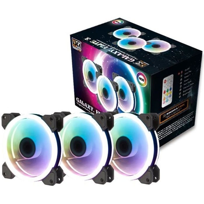 XIGMATEK Ventilateur 12cm pour Boîtier Pc - CY120 RGB (pack de 3) - Pack de 3 x 120mm RGB