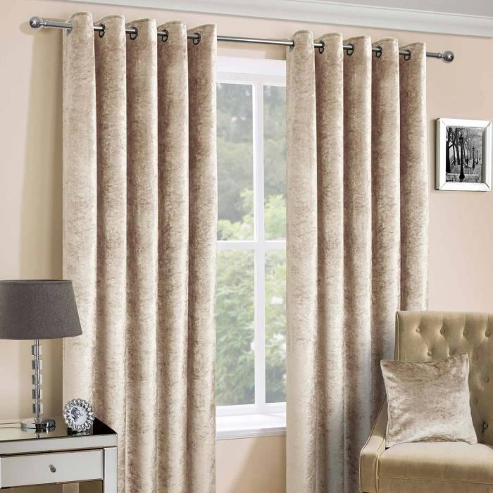 Rideaux à œillets en velours martelé épais Champagne - 167 x 228 cm ... Rideaux à œillets en velours martelé épais Champagne - 167 x 228 cm ...