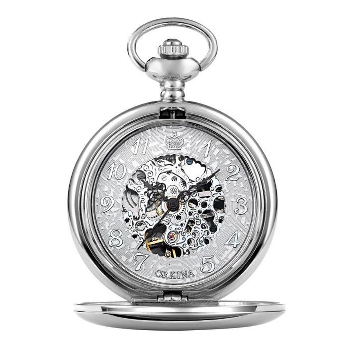 Montre à Gousset Vintage ORKINA la montre à gousset mécanique steampunk squelette d'hommes