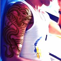 TATOO - BIJOU DE CORPS 2 Feuilles Noir Totem Dragon Motif Hommes Tatouage TATOO - BIJOU DE CORPS 2 Feuilles Noir Totem Dragon Motif Hommes Tatouage