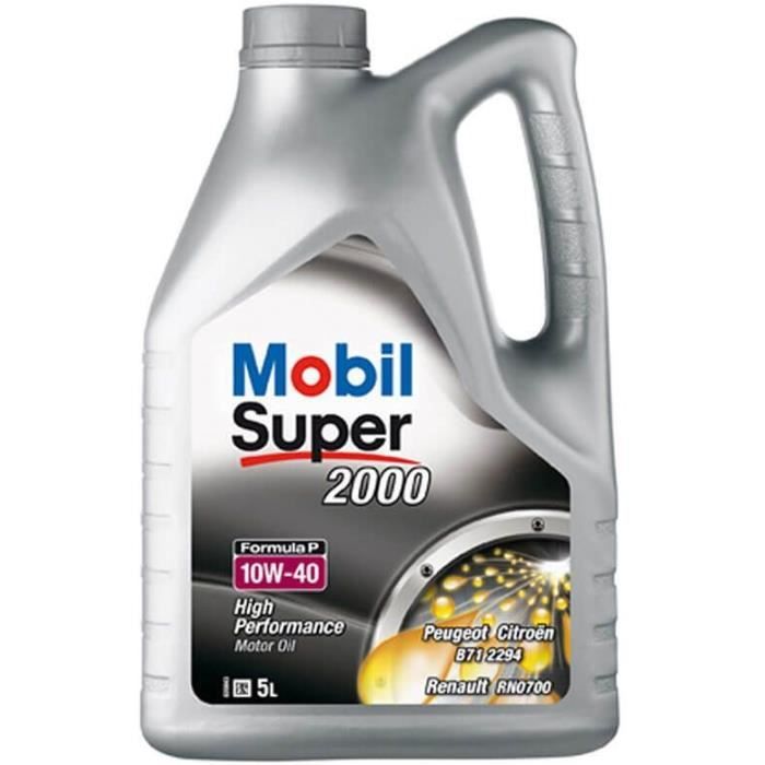 MOBIL Huile moteur essence mineral Super 2000 Formula P - 10W40 - Semi synthétique - 5L