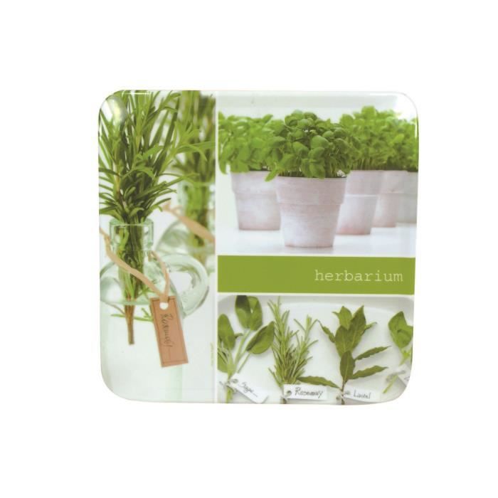 NOVASTYL Dessous de plat Herbarium carré - 19 cm - Mélamine - Vert