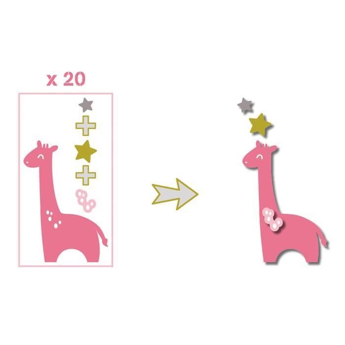 TOGA Pack de 20 Formes découpées Girafes - Rose, vert et taupe