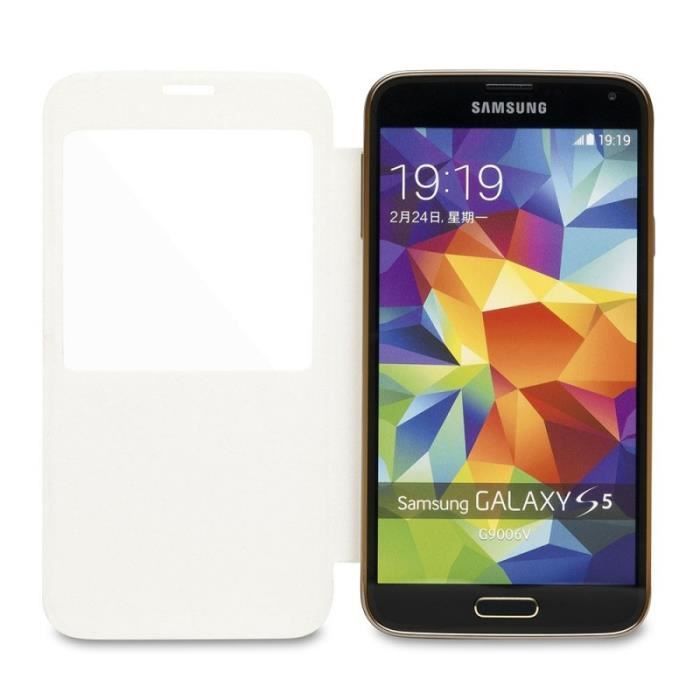 WE Coque de protection pour Galaxy S5 - Bi-matière PU et PC - Blanc
