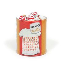 TAMPON DÉCORATIF ALADINE Set 45 Tampons Textiles Alphabet + Encreur TAMPON DÉCORATIF ALADINE Set 45 Tampons Textiles Alphabet + Encreur