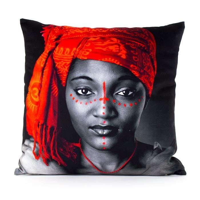 MARLENE BACKER Coussin déhoussable Fara 45x45 cm orange et gris