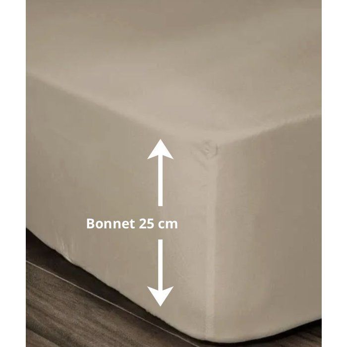 LOVELY HOME Drap Housse 100 coton 160x200x25 cm beige