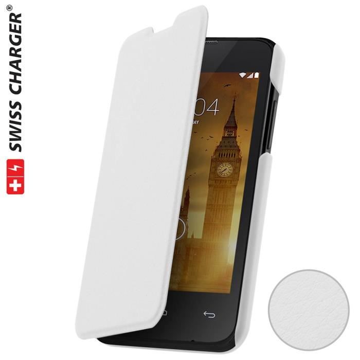 SWISS CHARGER Etui Folio Swiss Charger Compatible Kazam Trooper 440L- Blanc